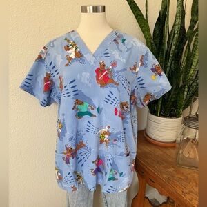 Vintage Scooby-Doo Cartoon Scrub Top XL – Cute Medical Cosplay Tee